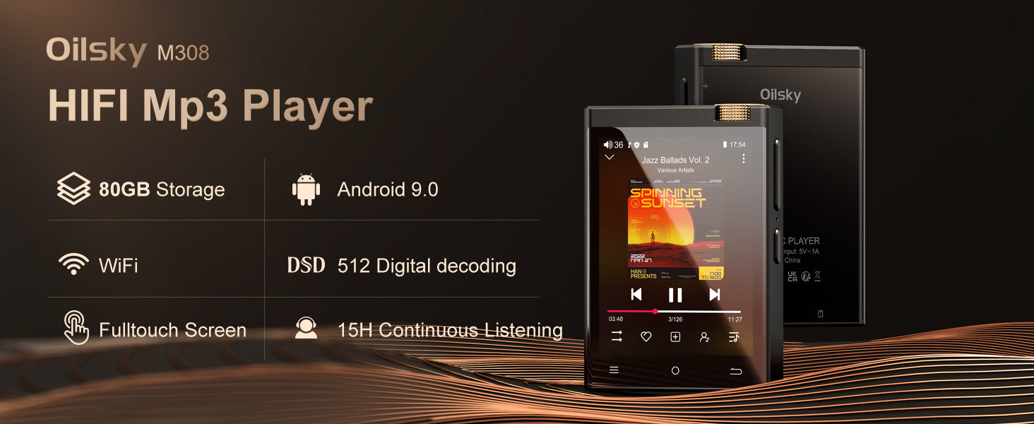 Hi-Fi MP3 Player with Bluetooth & WiFi – 64GB