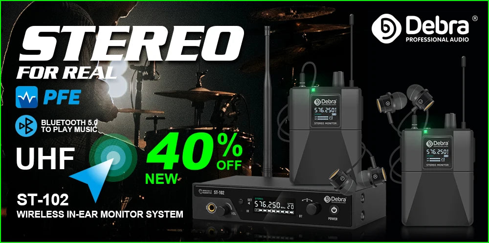 Debra UHF Wireless In-Ear Monitor System – Rechargeable IEM for Live Audio