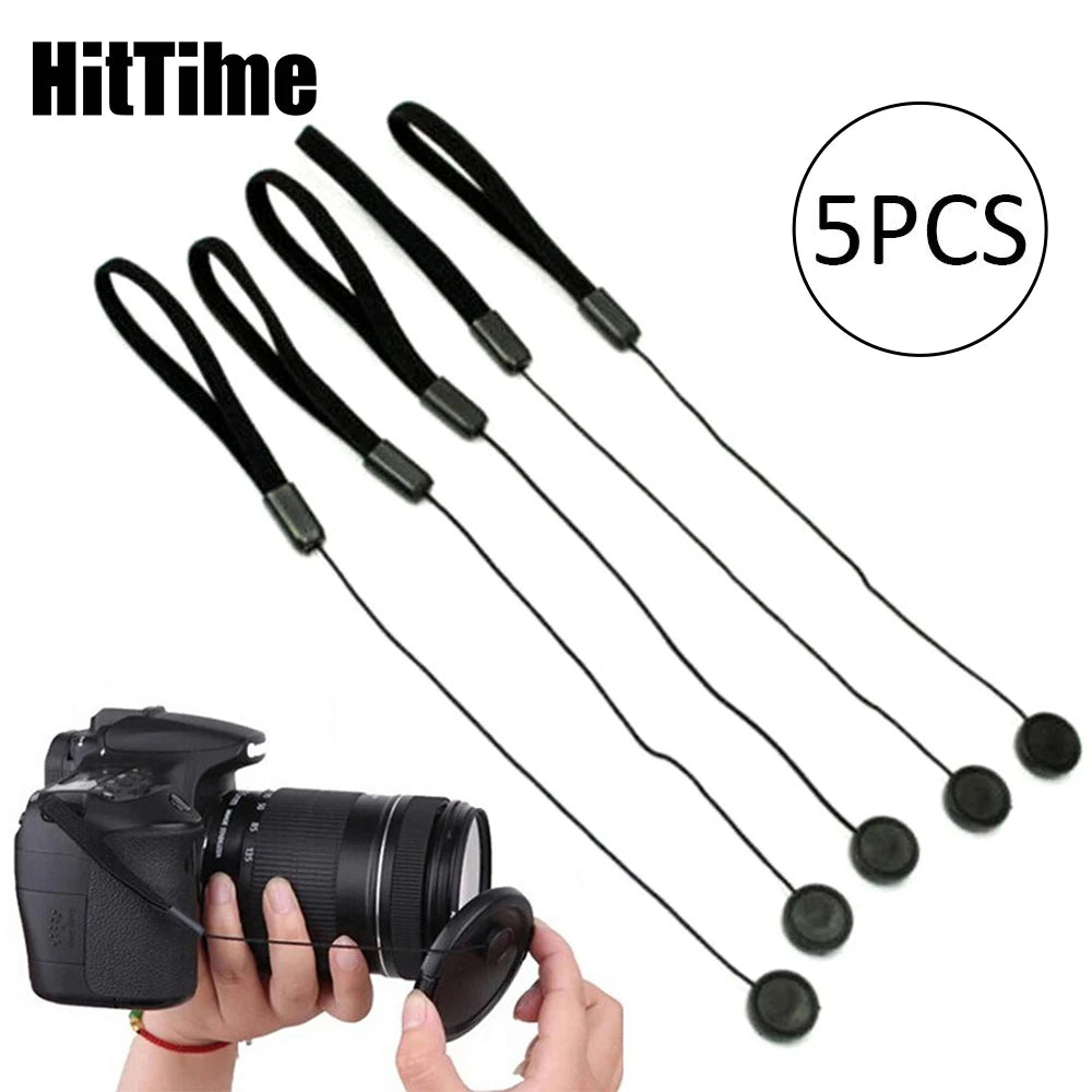 HitTime 5Pcs Camera Lens Cover Cap Holder Strap Lanyard Rope