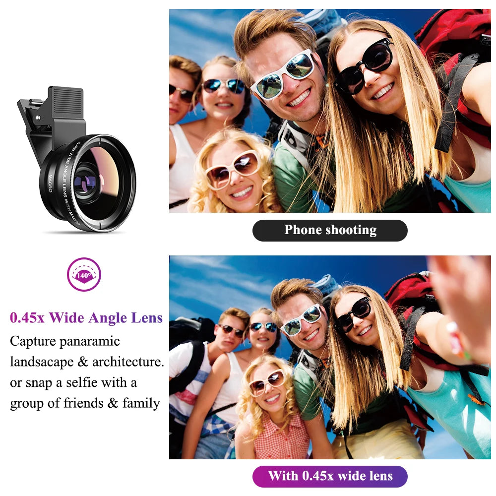APEXEL Phone Lens Kit: Wide Angle & Macro