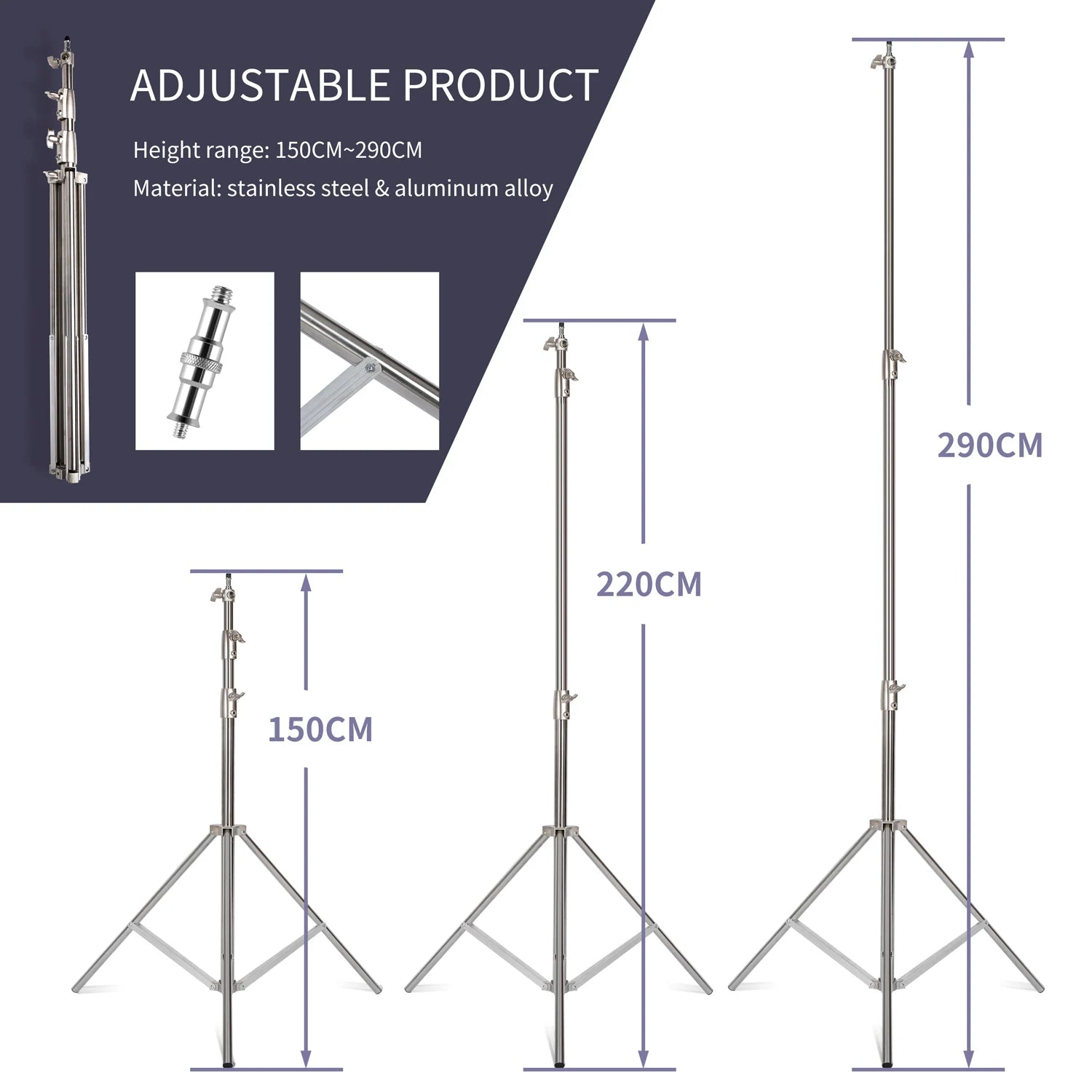 SH 290cm Aluminum Light Stand for Cameras & Lighting Gear