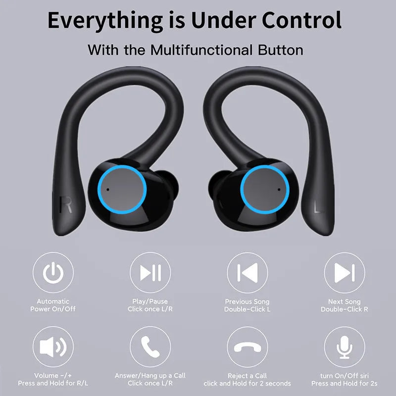 Wireless Bluetooth 5.0 Sports Earphones with Touch Control