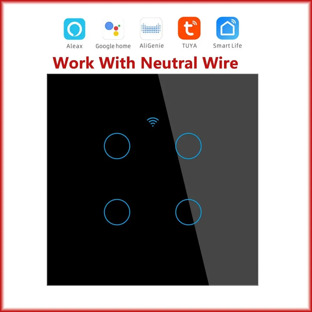 WiFi Touch Smart Light Switch EU 1-4 Gang