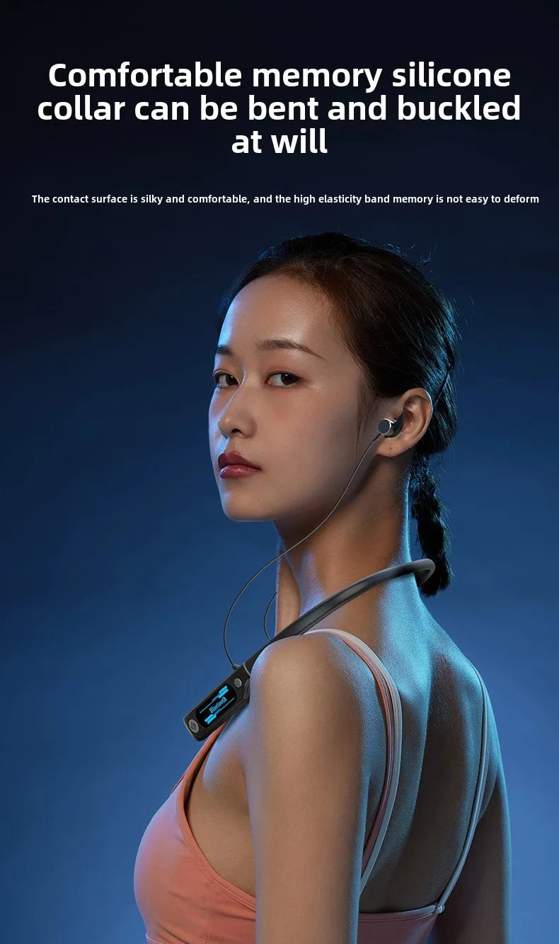 LCD Bluetooth Sports Neckband Headset with TF Card & Power Display
