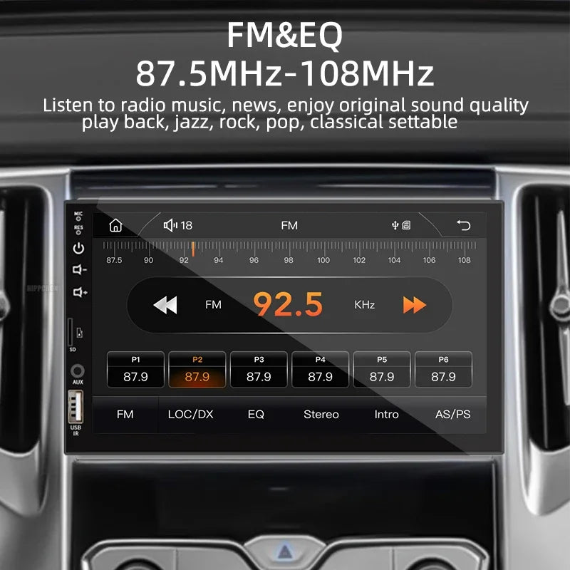 Hippcron 7" 1-DIN Car Stereo with CarPlay & Android Auto