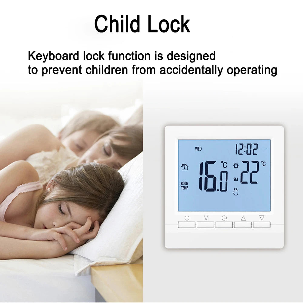 Smart Thermostat Hygrometer with Child Lock & Backlight