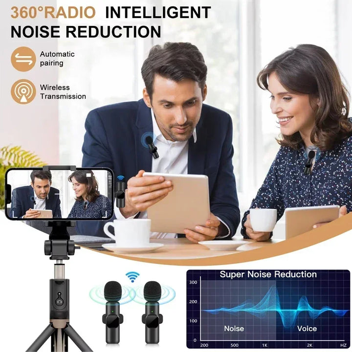 Portable Wireless Lavalier Microphone with Receiver