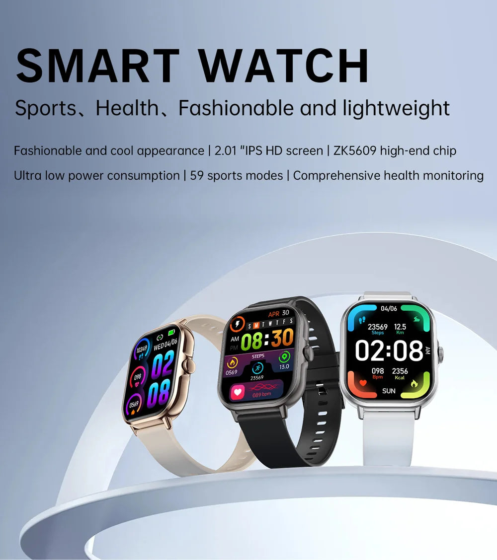 2025 2.01" Smartwatch with Bluetooth & Fitness