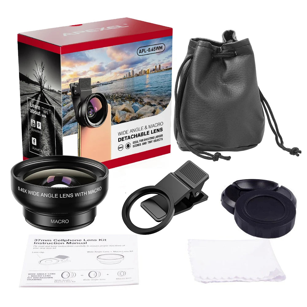 APEXEL Phone Lens Kit: Wide Angle & Macro
