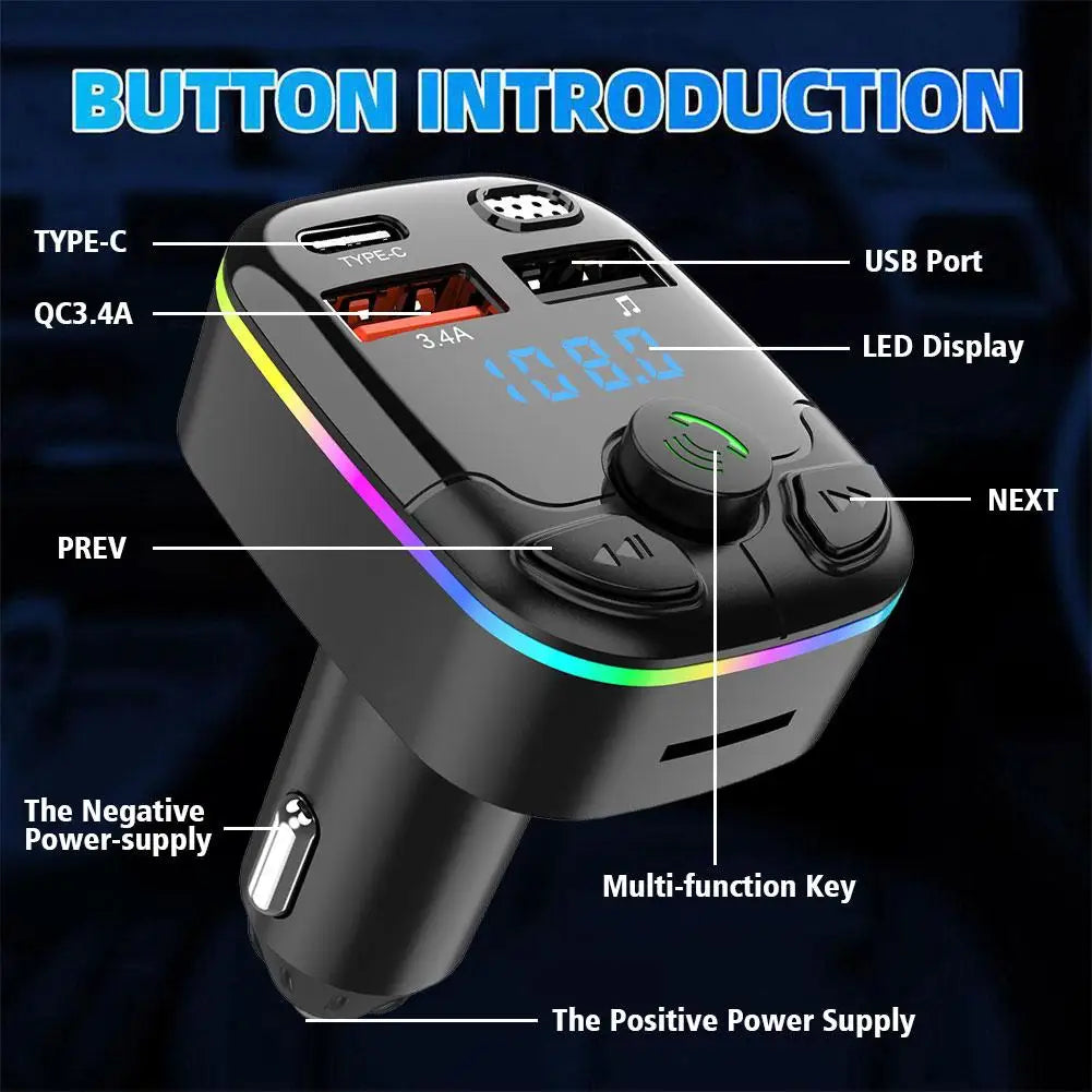 Bluetooth 5.0 FM Transmitter Car MP3 Player