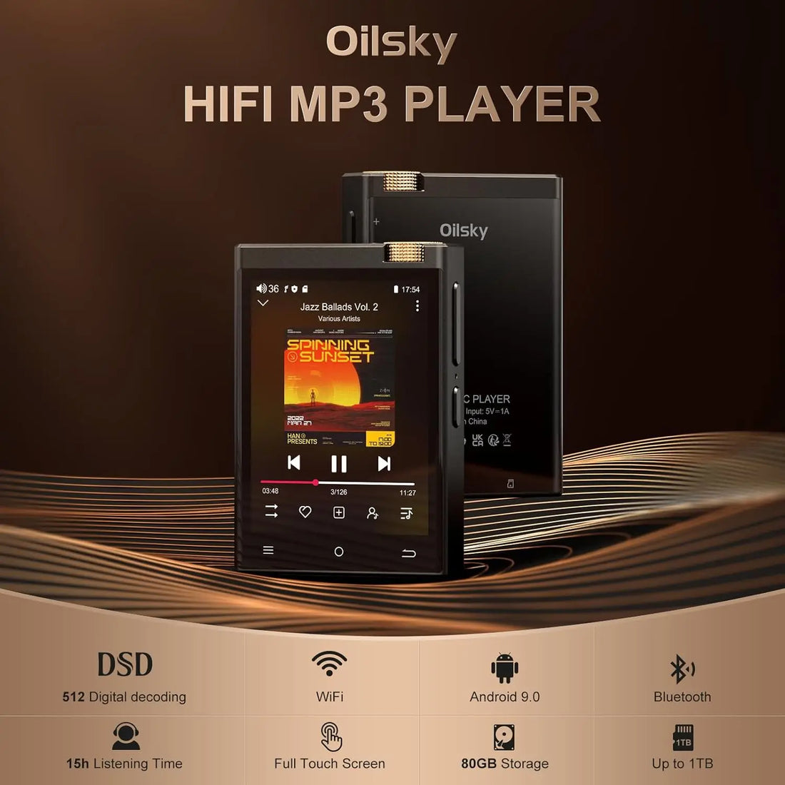 Hi-Fi MP3 Player with Bluetooth & WiFi – 64GB
