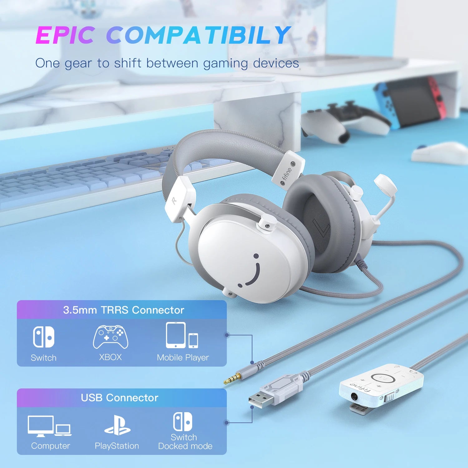 FIFINE Ampligame H9W Gaming Headset – 7.1 Surround