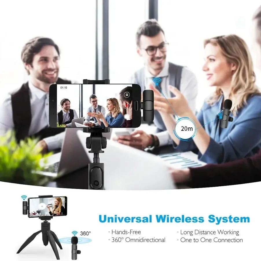 Portable Wireless Lavalier Microphone with Receiver