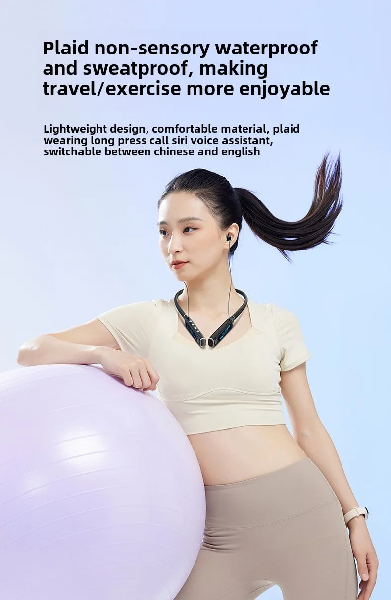 LCD Bluetooth Sports Neckband Headset with TF Card & Power Display