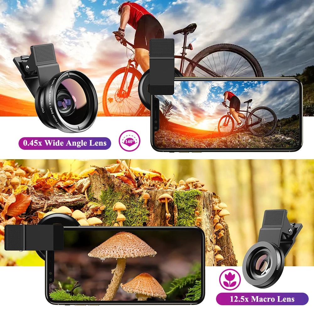 APEXEL Phone Lens Kit: Wide Angle & Macro