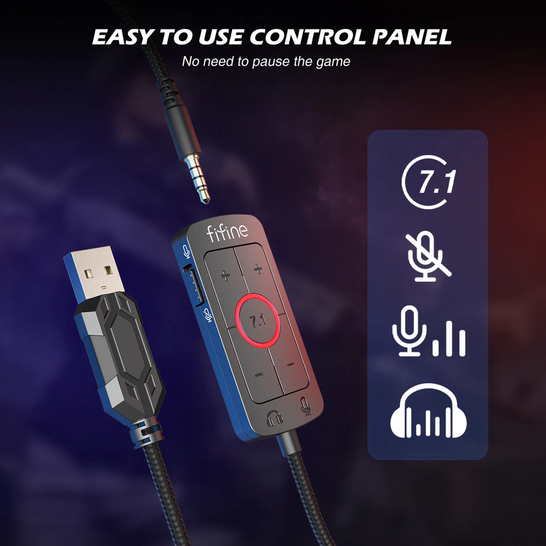 FIFINE Mixer-H9 Gaming Headset – 7.1 Surround Sound