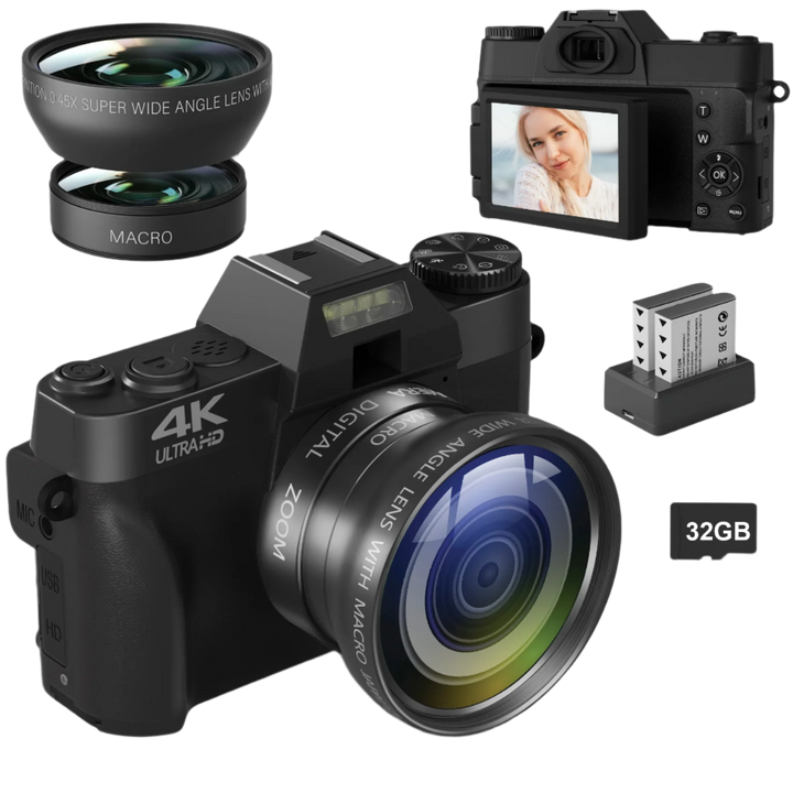 64MP 4K Compact Vlogging Camera with WiFi & Flip Screen