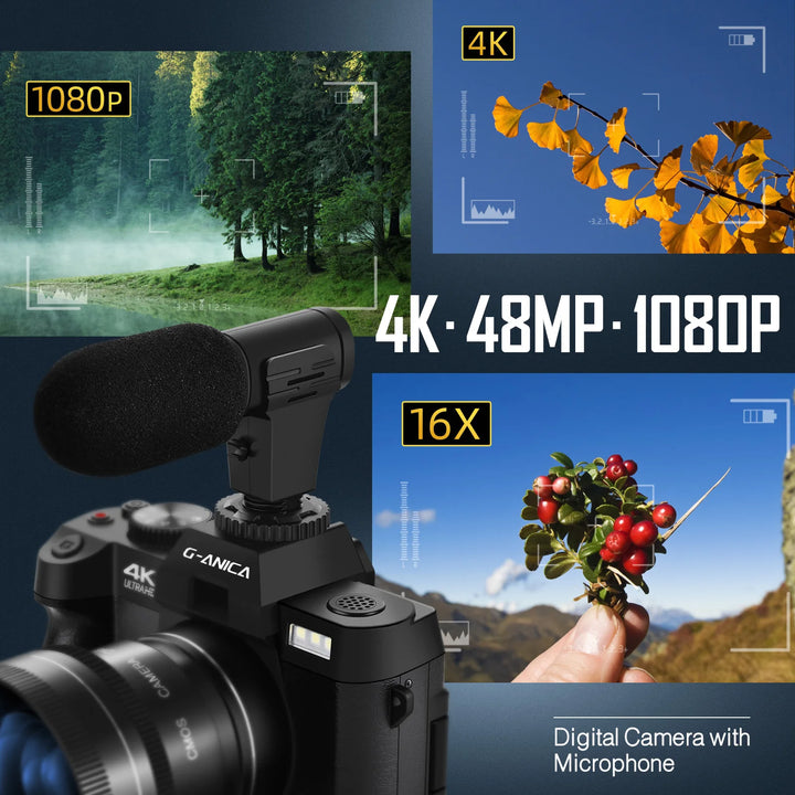 NBD 4K 48MP Camera with Mic & Lens Kit