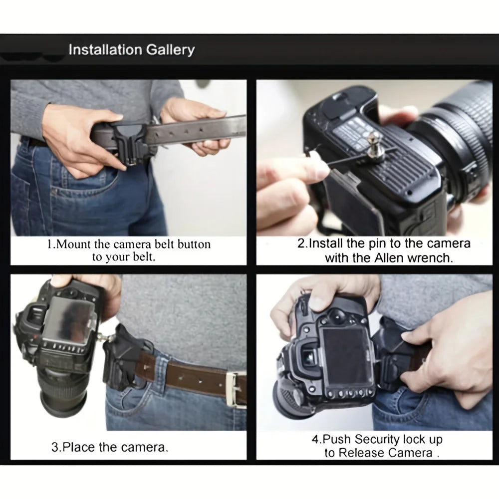 Quick-Load DSLR Camera Belt Clip – Waist Holster Mount for Canon, Nikon, Sony