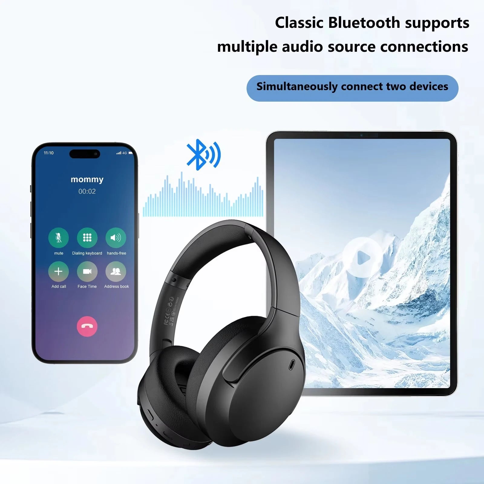 LE Audio Bluetooth 5.4 Over-Ear Headphones QC308