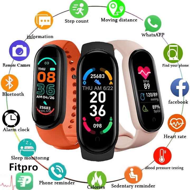 M6 Fitness Smartwatch with Heart Rate & BP Monitor
