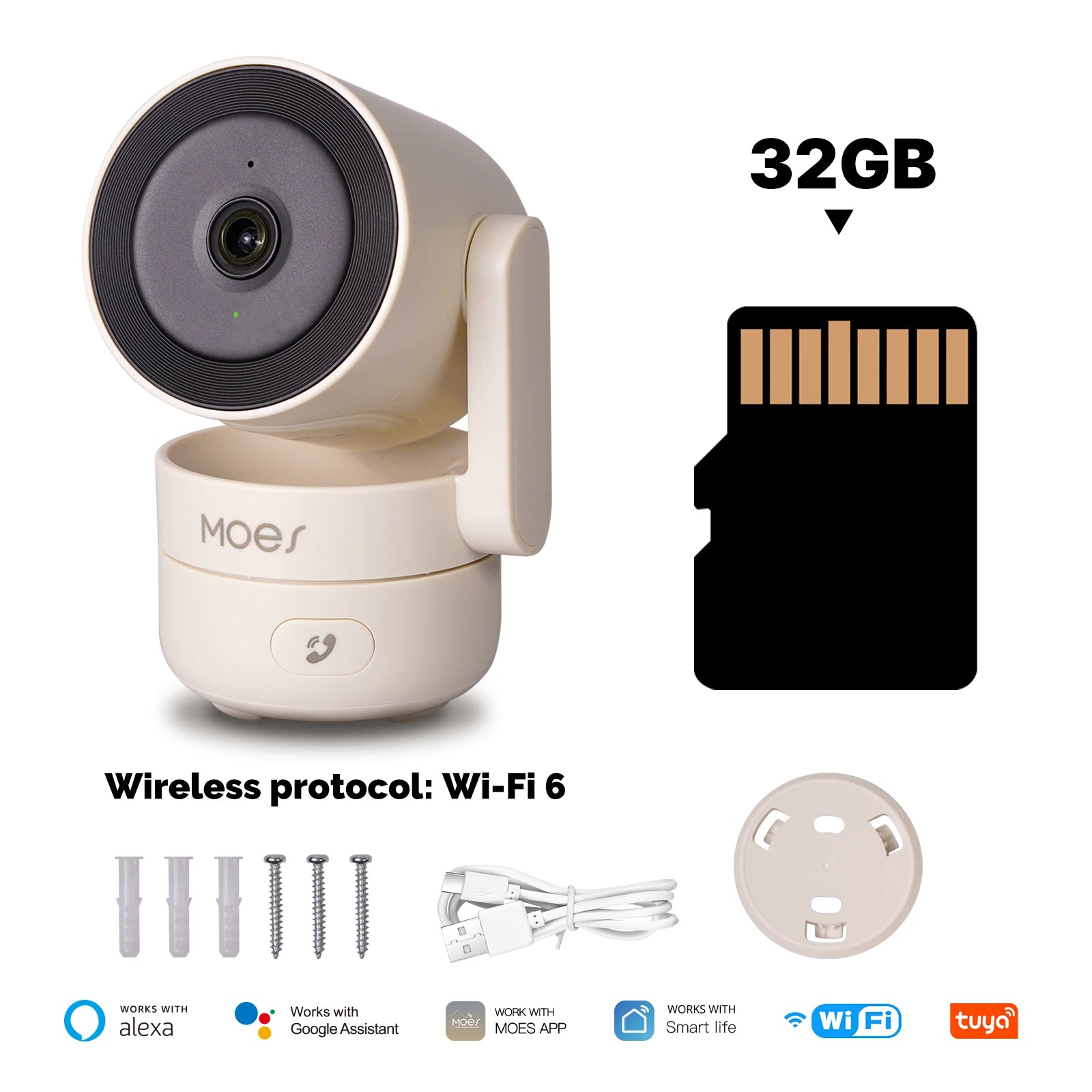 MOES Tuya Wi-Fi 6 Indoor 4MP HD Smart Security Camera