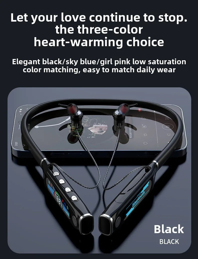 LCD Bluetooth Sports Neckband Headset with TF Card & Power Display
