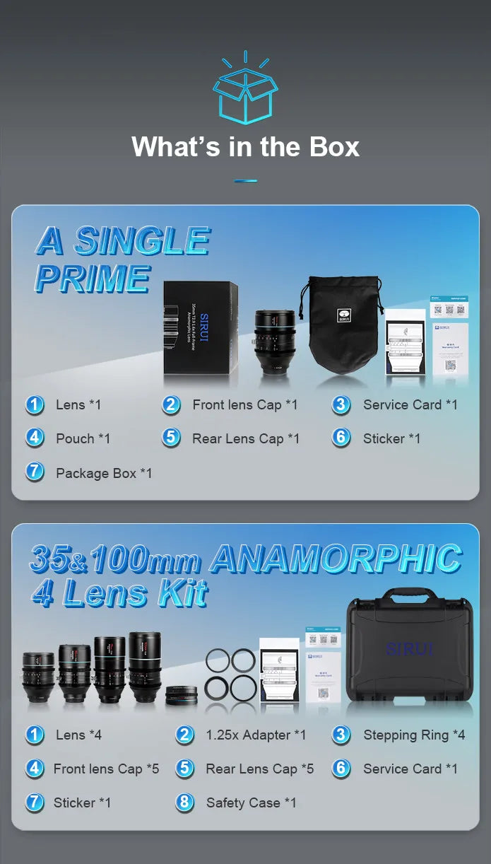 SIRUI Venus 1.6X Anamorphic Lens T2.9 – RF/E/Z/L Mount