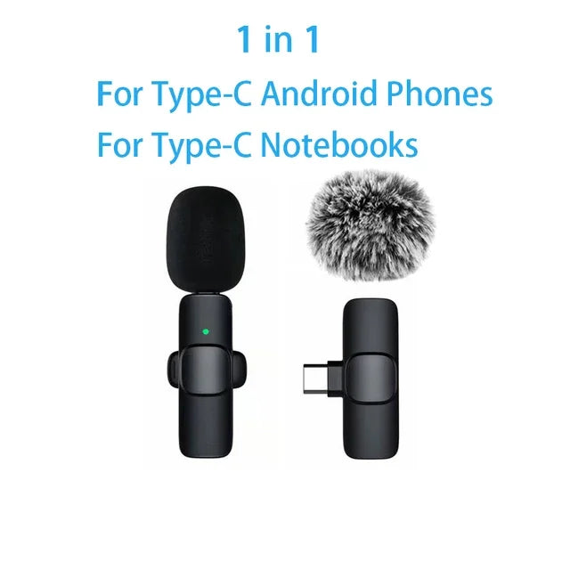 2.4G Wireless Lavalier Microphone for iPhone & Android2.4G Wireless Lavalier Microphone  Portable Audio Video Recording Mini Mic for iPhone Android Live Broadcast Gaming Phone