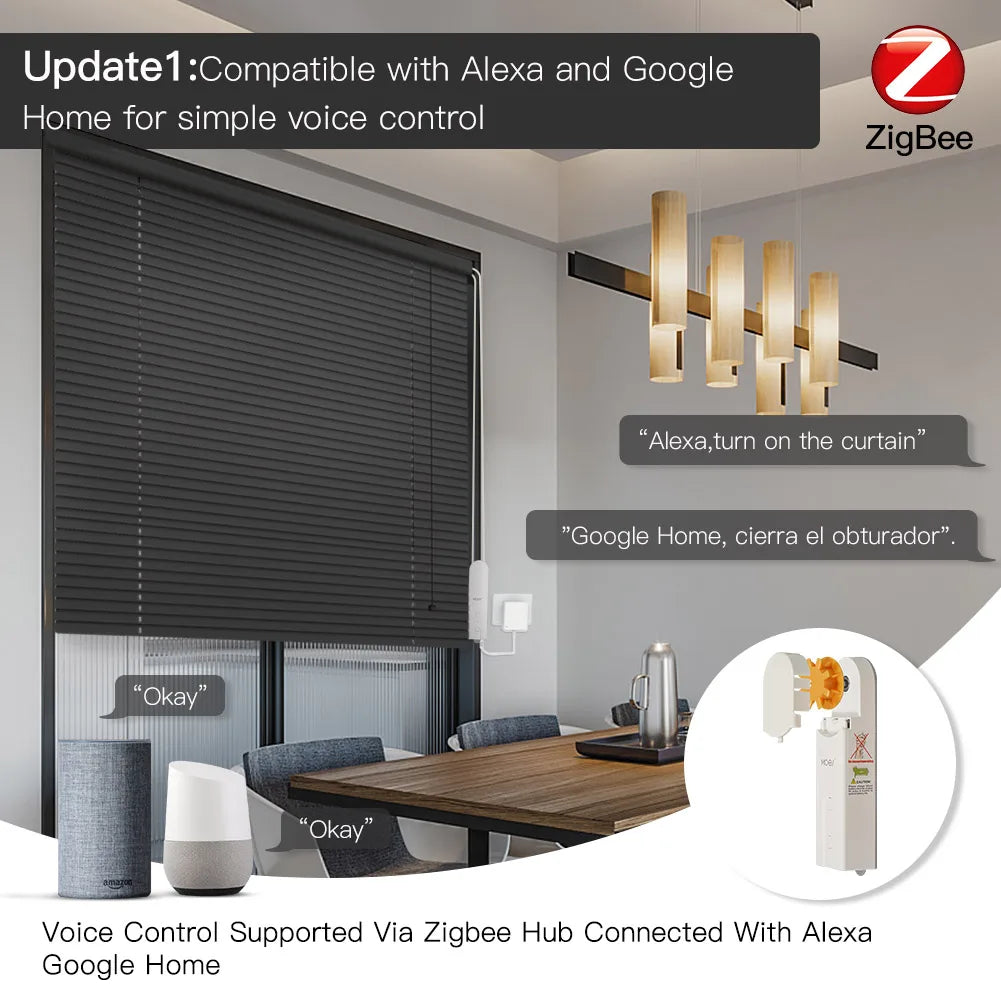 ZigBee Smart Motor for Roller Blinds – Tuya & Voice Control