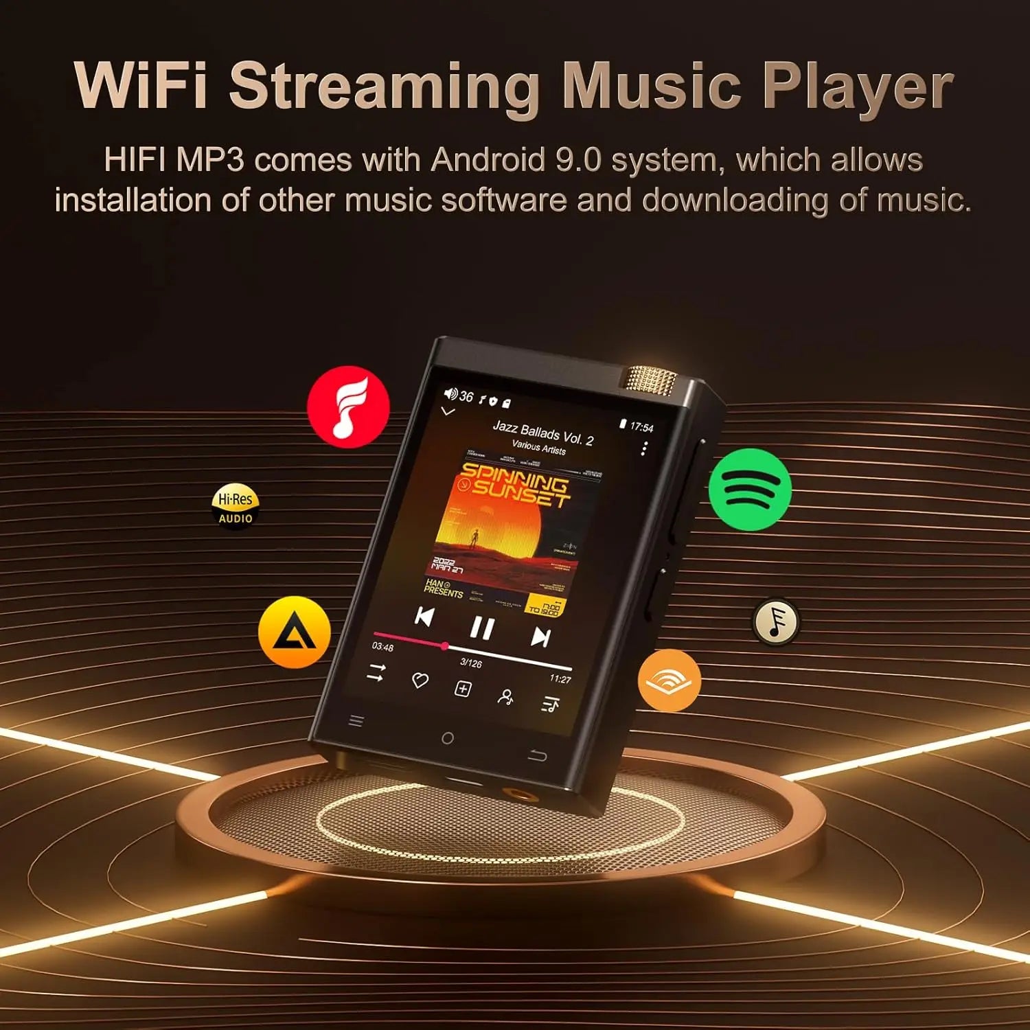 Hi-Fi MP3 Player with Bluetooth & WiFi – 64GB