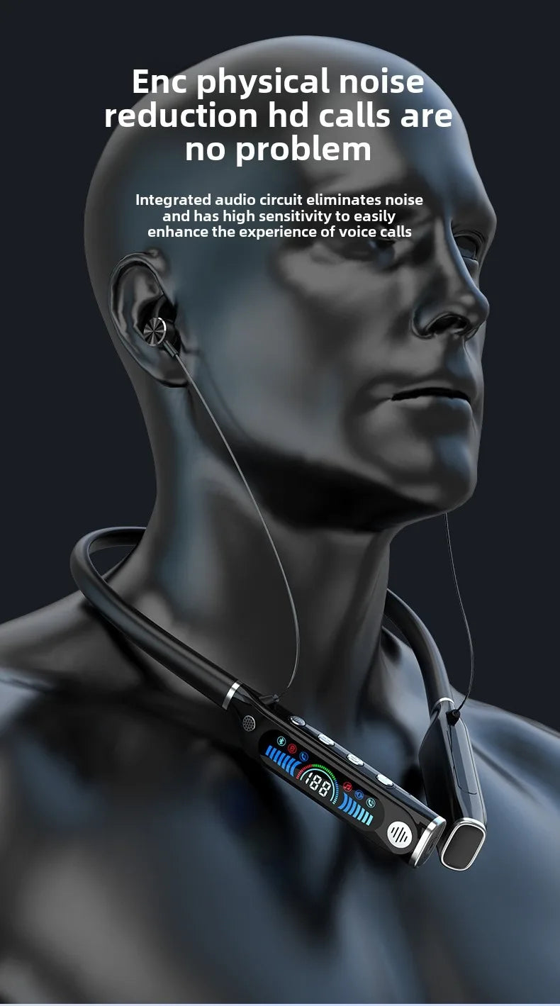 LCD Bluetooth Sports Neckband Headset with TF Card & Power Display