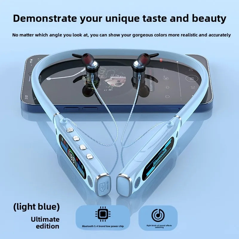 LCD Bluetooth Sports Neckband Headset with TF Card & Power Display