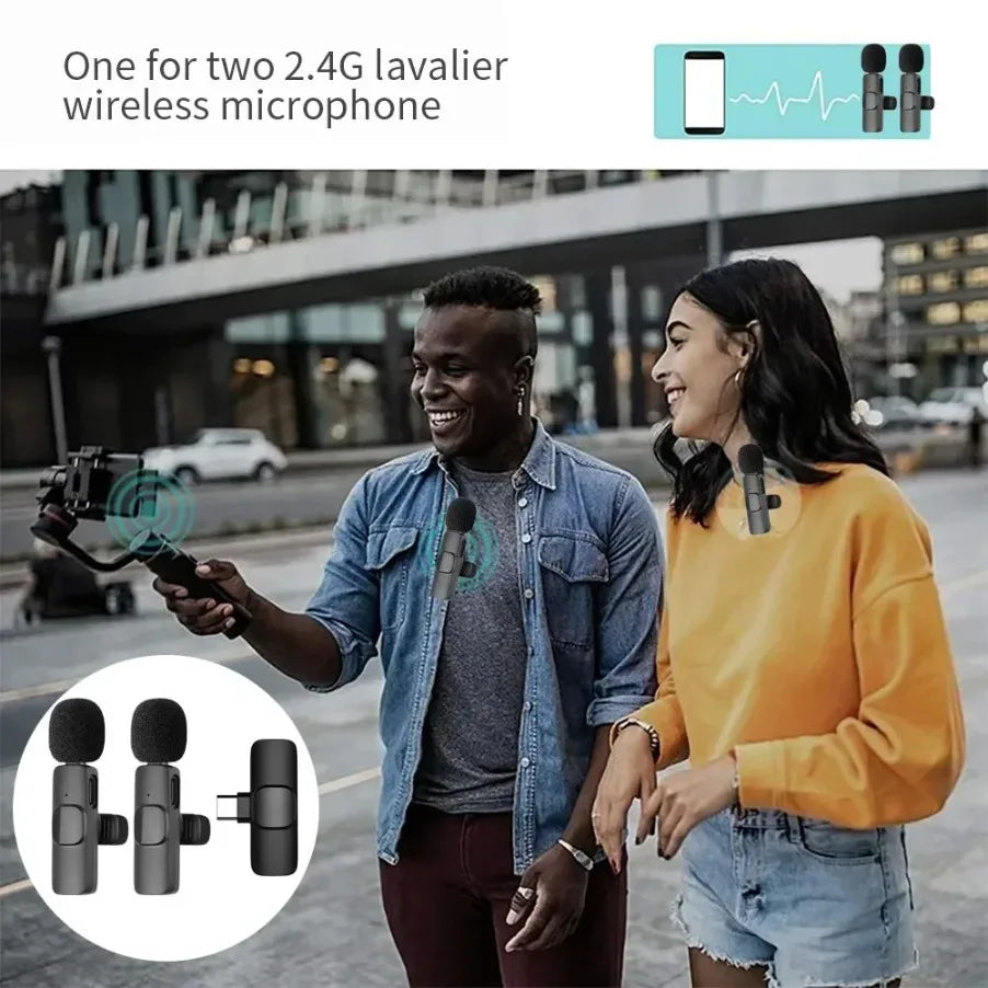 Portable Wireless Lavalier Microphone with Receiver