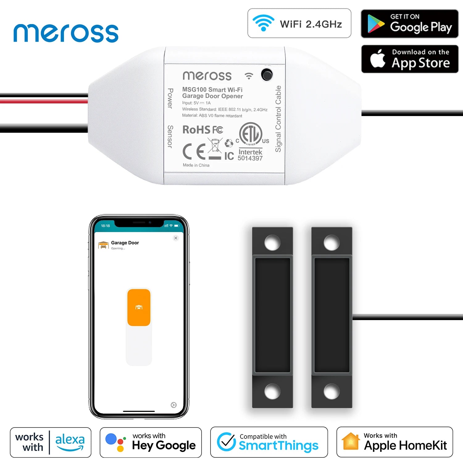 Meross Smart WiFi Garage Door Opener – HomeKit Compatible