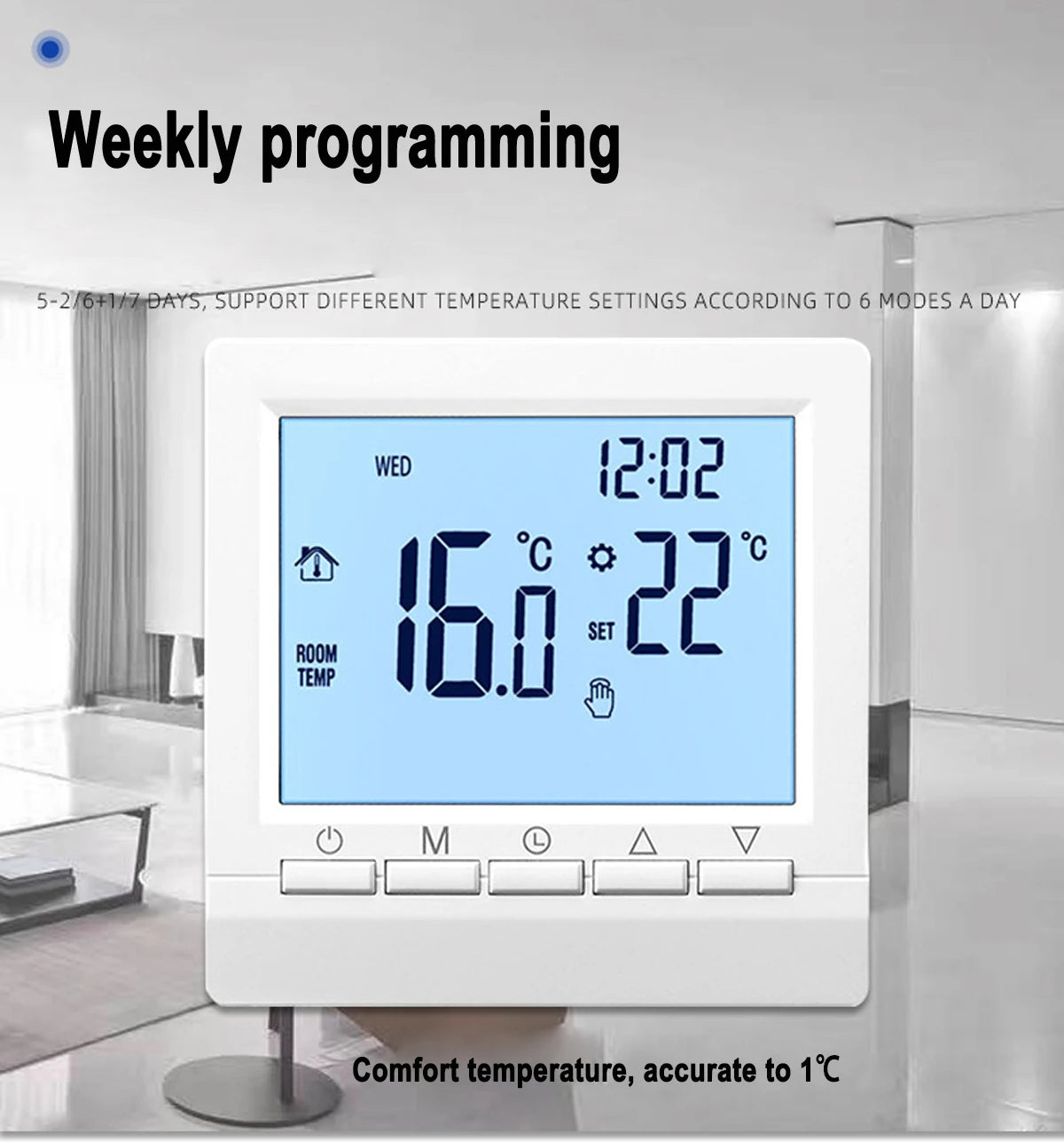 Smart Thermostat Hygrometer with Child Lock & Backlight