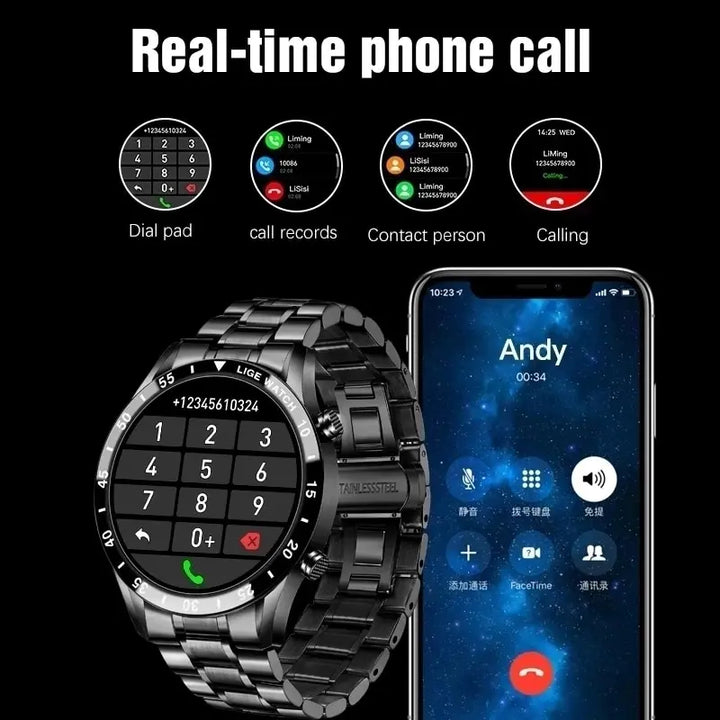 LIGE 2024 Men’s Smartwatch with Bluetooth Call