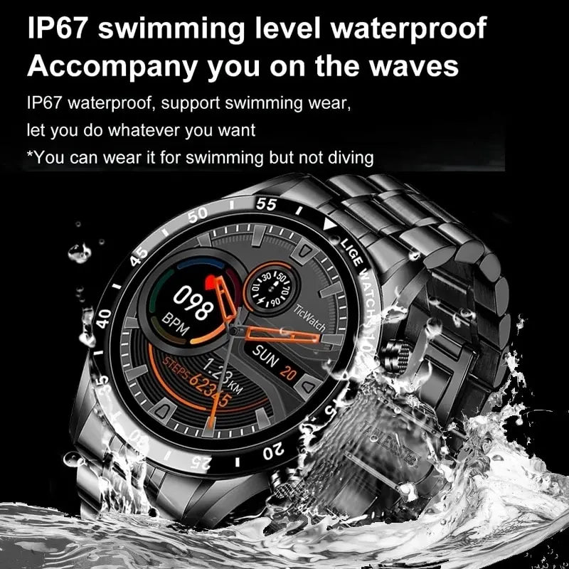 LIGE 2024 Men’s Smartwatch with Bluetooth Call
