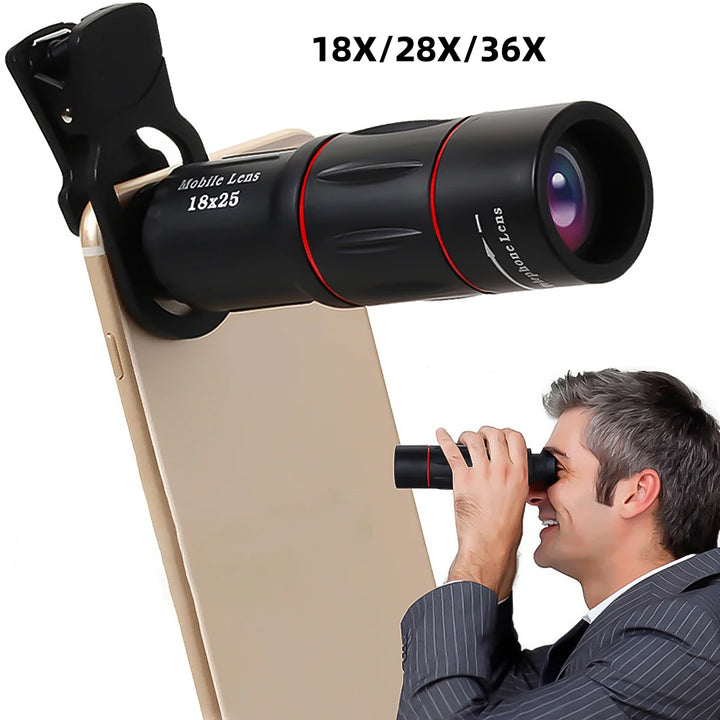 Universal Mobile Telephoto Lens – 18X/28X/36X Zoom Monocular for Smartphones