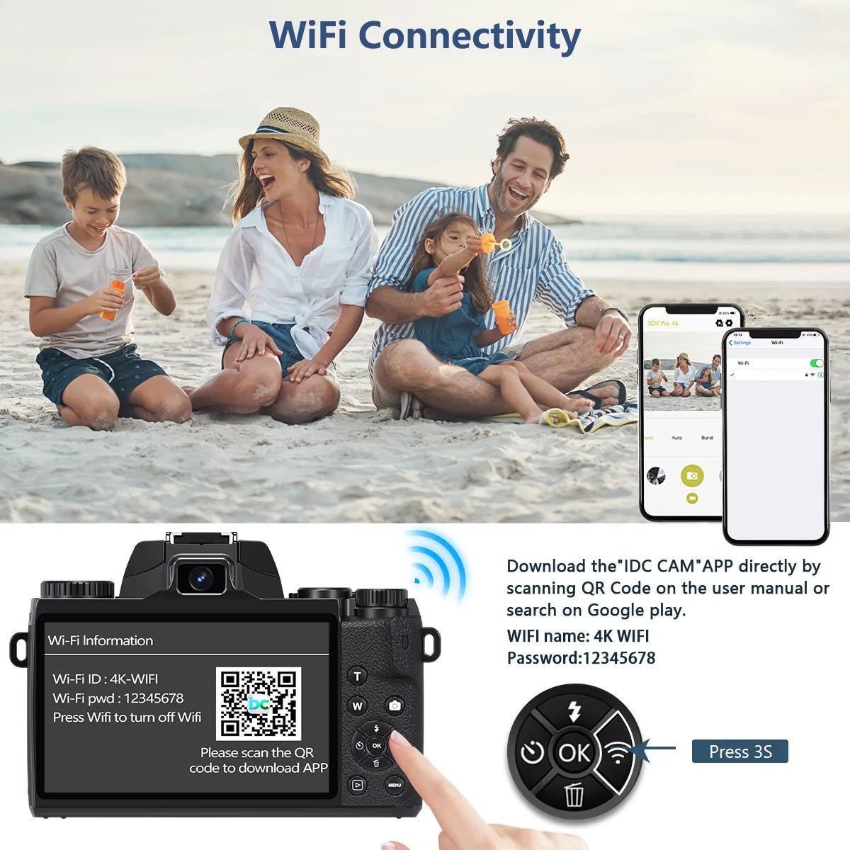 4K 64MP Vlogging DSLR Camera with Touchscreen