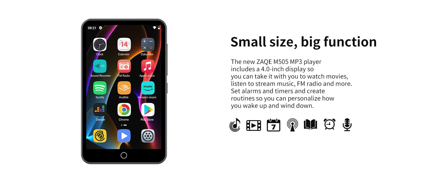 ZAQE Bluetooth & WiFi MP3/MP4 Player with App Support