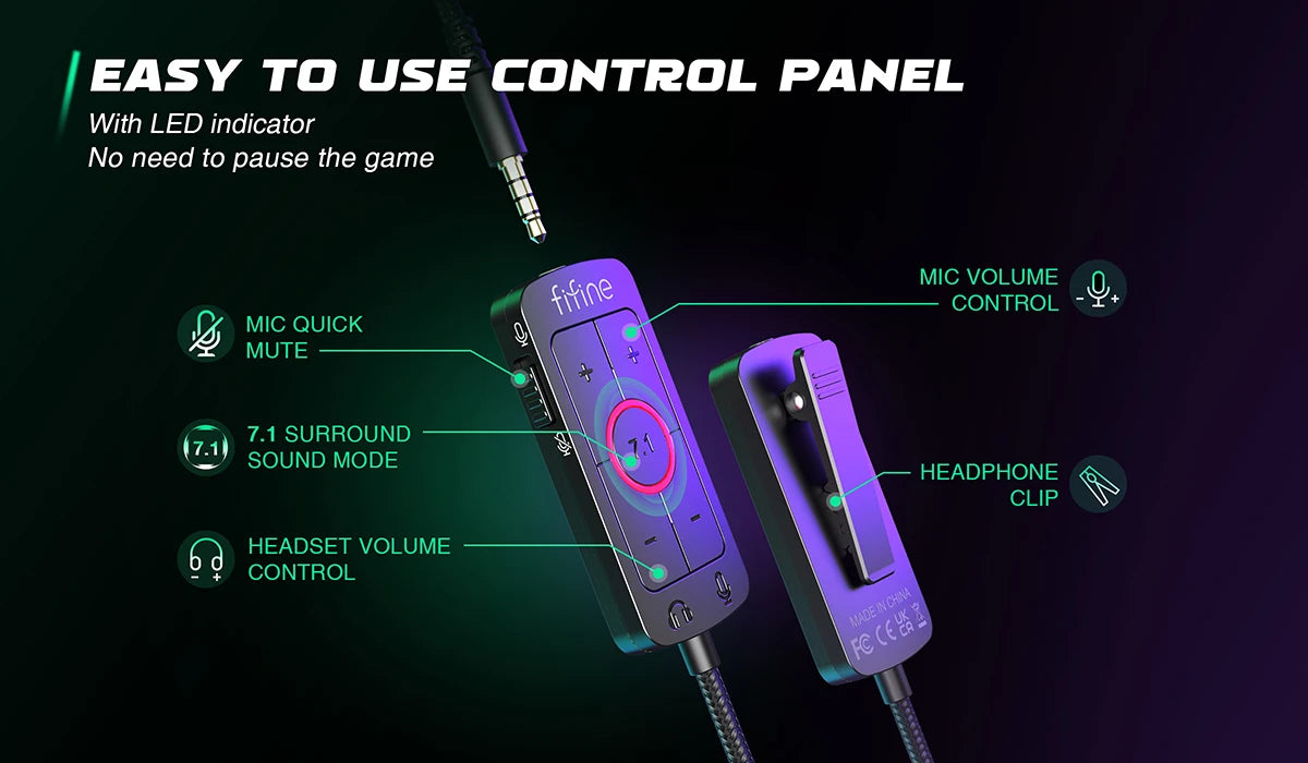 FIFINE Mixer-H9 Gaming Headset – 7.1 Surround Sound