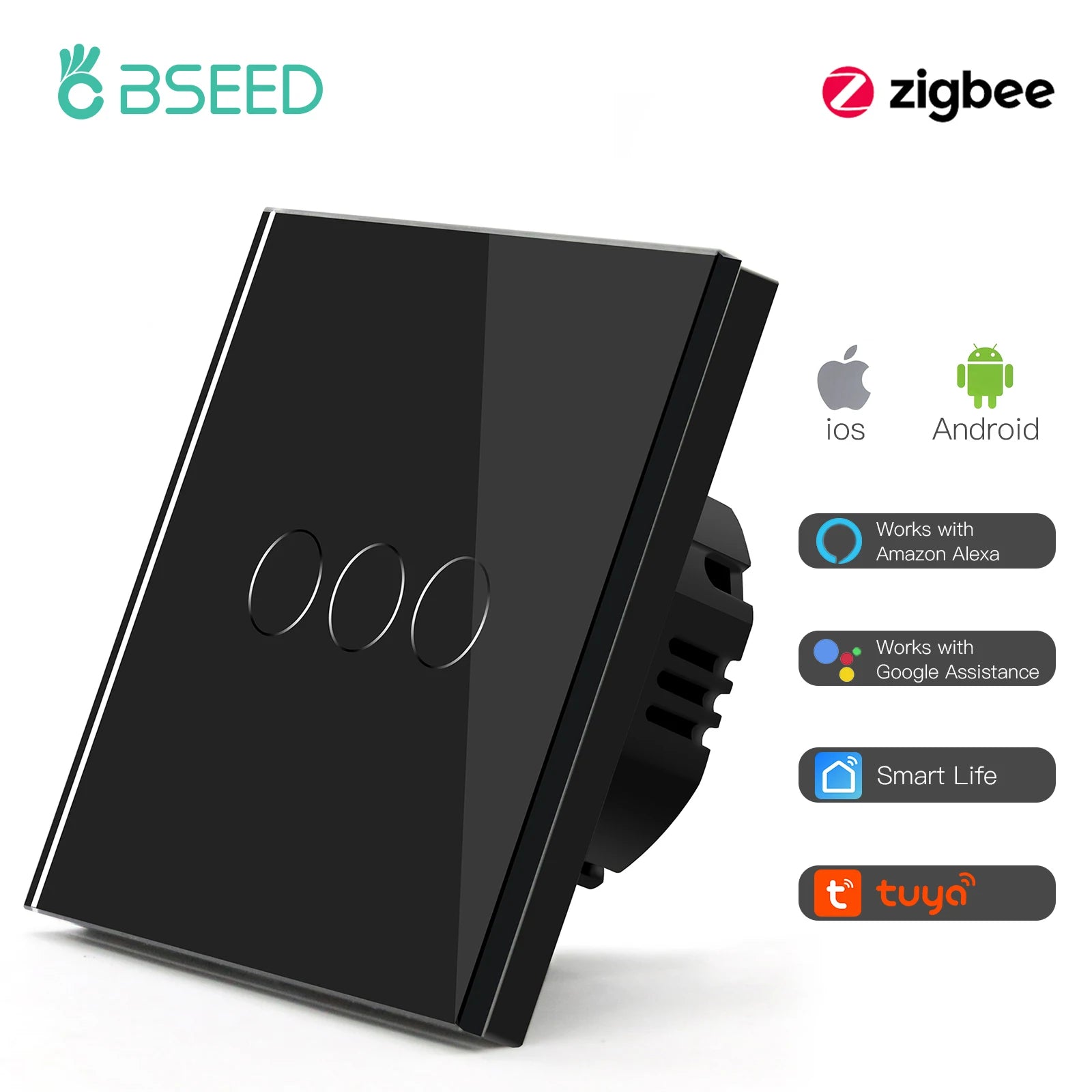 BSEED Zigbee Touch Smart Light Switches 1-3 Gang