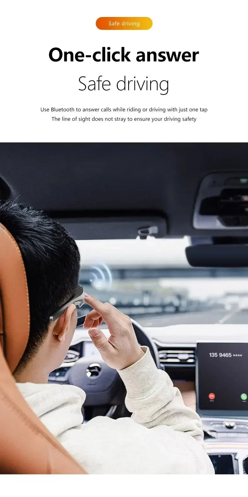 YJ006 Bluetooth Smart Audio Glasses for Sports & Driving