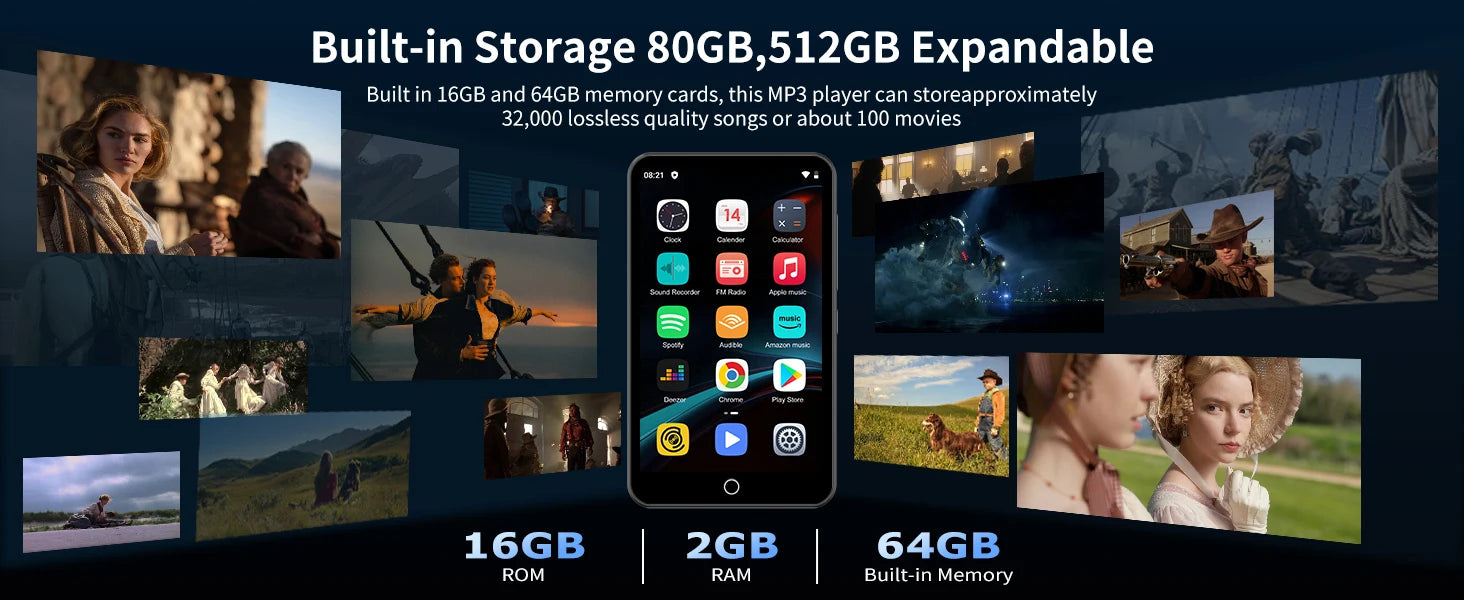 ZAQE Bluetooth & WiFi MP3/MP4 Player with App Support