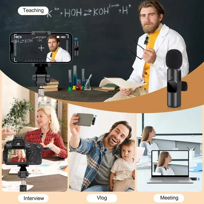 Portable Wireless Lavalier Microphone with Receiver