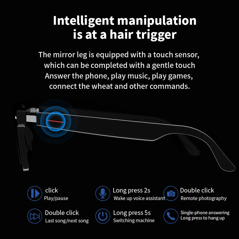 Smart Wireless Bluetooth Sunglasses for Music & Calls