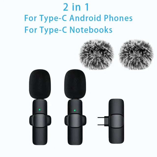 2.4G Wireless Lavalier Microphone for iPhone & Android2.4G Wireless Lavalier Microphone  Portable Audio Video Recording Mini Mic for iPhone Android Live Broadcast Gaming Phone