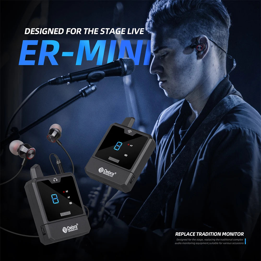 Debra UHF Wireless In-Ear Monitor System – Rechargeable IEM for Live Audio