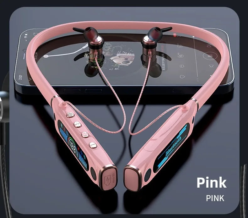 LCD Bluetooth Sports Neckband Headset with TF Card & Power Display